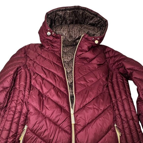 MICHAEL Michael Kors Reversible Packable Hooded Chevron Jacket size S New - Picture 8 of 12